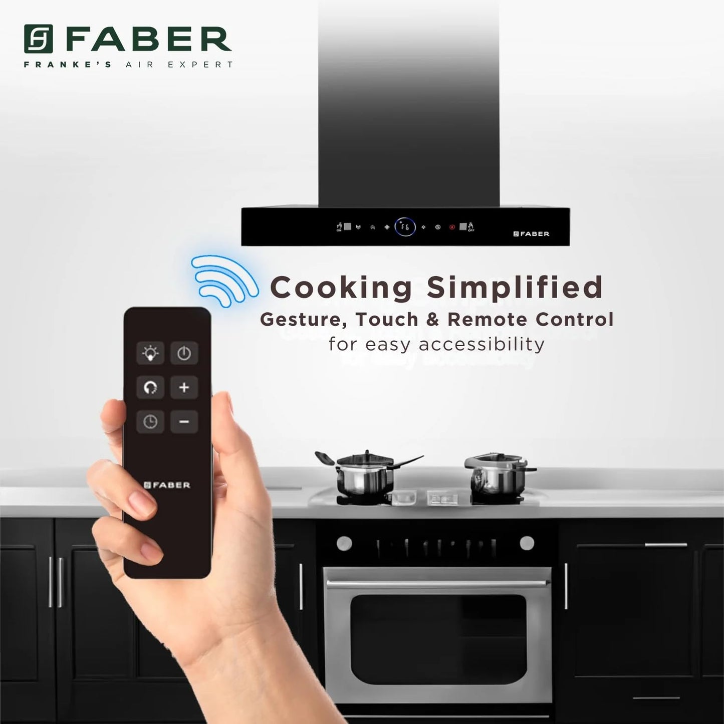 Faber 90 cm 1500 m³/hr Autoclean Kitchen Chimney (HOOD DAZZLE BLDC FL HC BK 90, Filterless technology, Touch & Gesture with Remote control, Black) (Copy)