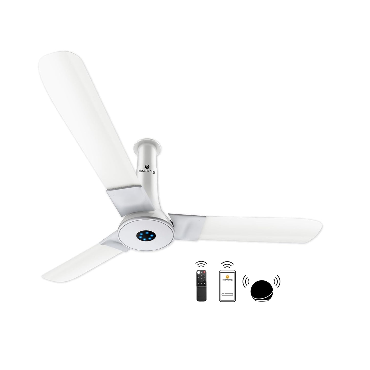 Atomberg Studio Smart+ 1200mm BLDC Ceiling Fan with IoT & Remote | BEE 5 star Rated Energy Efficient Ceiling Fan | High Air Delivery with LED Indicators | 2+1 Year Warranty (Marble White)