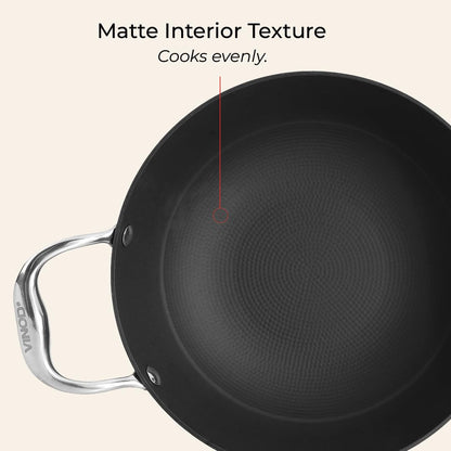 Vinod Ferona Lightweight Cast Iron Kadai - 1.7 L, 22 cm | No Seasoning Required | Naturally Stick-Free | Metal Spoon Friendly | Gas Stove Compatible | Rust-Proof | PTFE & PFOA Free | 2-Year Warranty