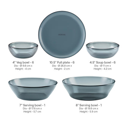 Borosil 20pc Aura India’s First Coloured Handcrafted Dinner Set | Made in India Borosilicate Glass Tableware | Microwave, Dishwasher & Oven Safe | Crockery for Gifting & Dining (Black)