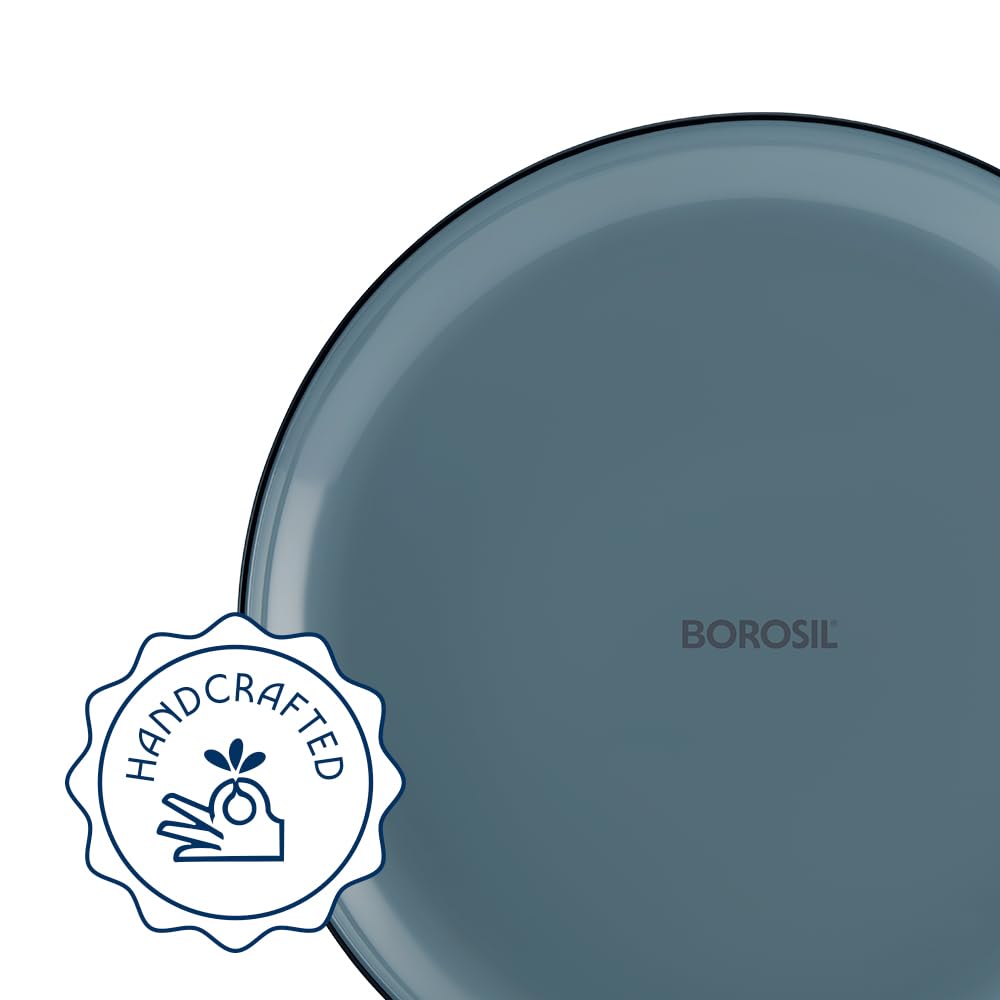 Borosil 20pc Aura India’s First Coloured Handcrafted Dinner Set | Made in India Borosilicate Glass Tableware | Microwave, Dishwasher & Oven Safe | Crockery for Gifting & Dining (Black)