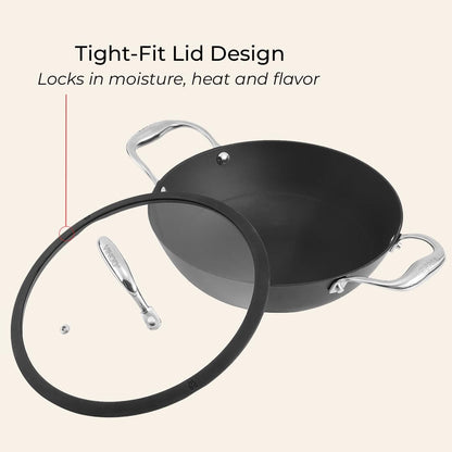 Vinod Ferona Lightweight Cast Iron Kadai - 1.7 L, 22 cm | No Seasoning Required | Naturally Stick-Free | Metal Spoon Friendly | Gas Stove Compatible | Rust-Proof | PTFE & PFOA Free | 2-Year Warranty