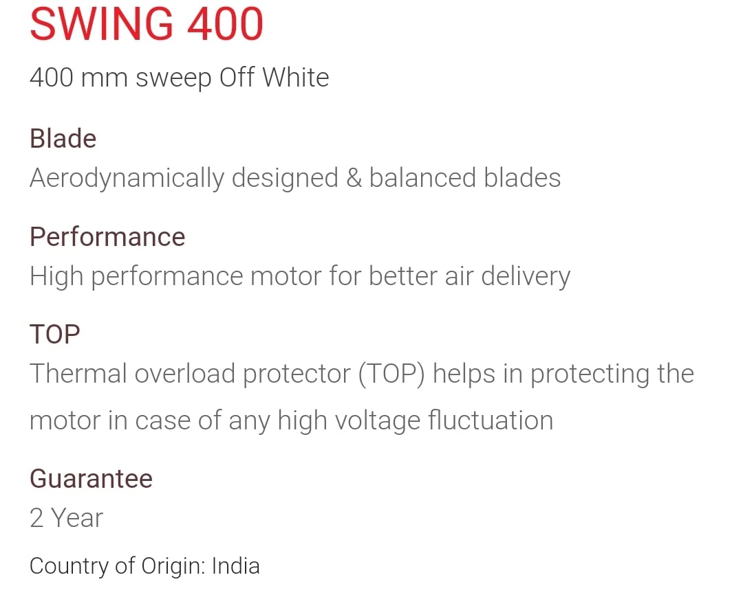Havells Swing 400mm Wall Fan (White)