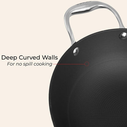 Vinod Ferona Lightweight Cast Iron Kadai - 1.7 L, 22 cm | No Seasoning Required | Naturally Stick-Free | Metal Spoon Friendly | Gas Stove Compatible | Rust-Proof | PTFE & PFOA Free | 2-Year Warranty