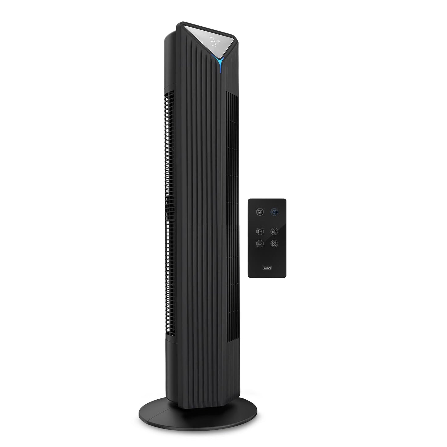 GM Fortune Bladeless Tower Fan with Air Purifier | Super Silent Operation | 90° Horizontal Oscillation | 3 Speed Modes | Up to 8 Hours Timer | Remote for Easy Access | Stylish, Compact Design - Black