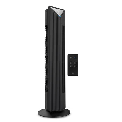 GM Fortune Bladeless Tower Fan with Air Purifier | Super Silent Operation | 90° Horizontal Oscillation | 3 Speed Modes | Up to 8 Hours Timer | Remote for Easy Access | Stylish, Compact Design - Black