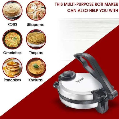 Prestige PRM 5.0 Electric Roti Maker with Adjustable Temperature Control, Granite Non-Stick Coating, Stainless Steel Body, 900 Watts, 25 cm