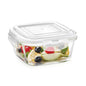 Borosil Klip N Store Glass Storage Container For Kitchen With Air-Tight Lid, Microwave & Oven Safe, Square, 520 ml, Clear