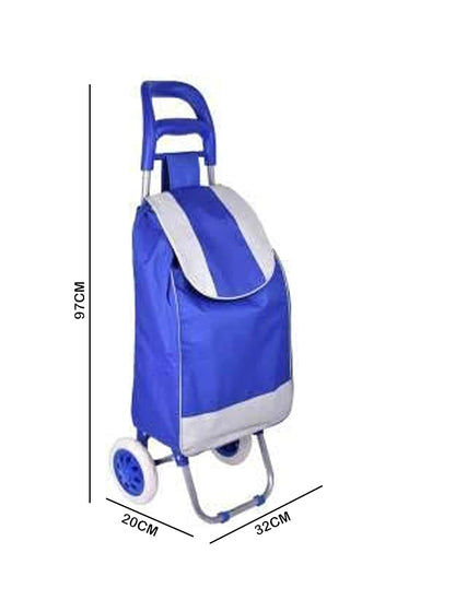 Multipurpose Foldable Shopping Trolly with Removable Bag Shopping Cart for Grocery, Fruit, and Vegetable (Blue)