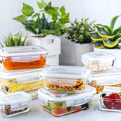 Borosil Klip N Store Glass Storage Container For Kitchen With Air-Tight Lid, Microwave & Oven Safe, Square, 520 ml, Clear