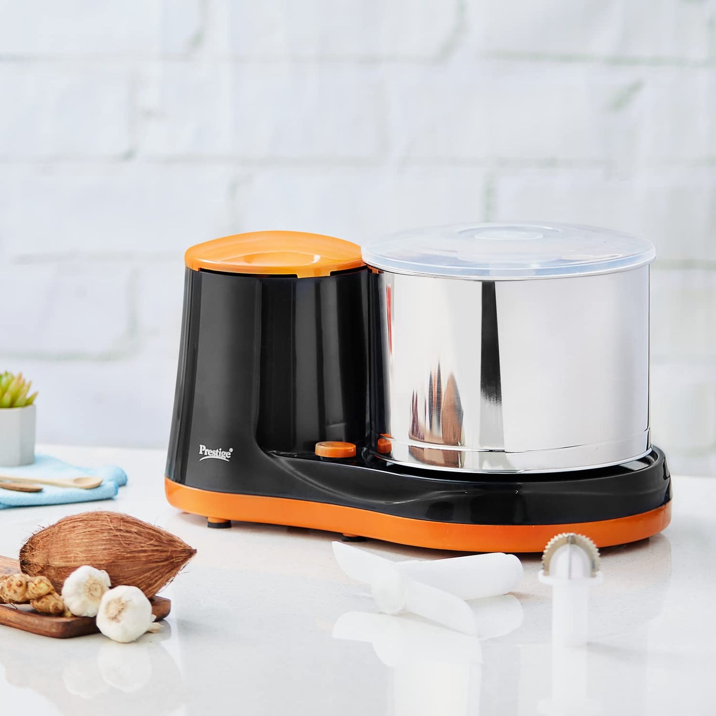 Prestige PWG 07 Wet Grinder with Stainless Steel Drum 200 W, 2 L (Black, Orange)