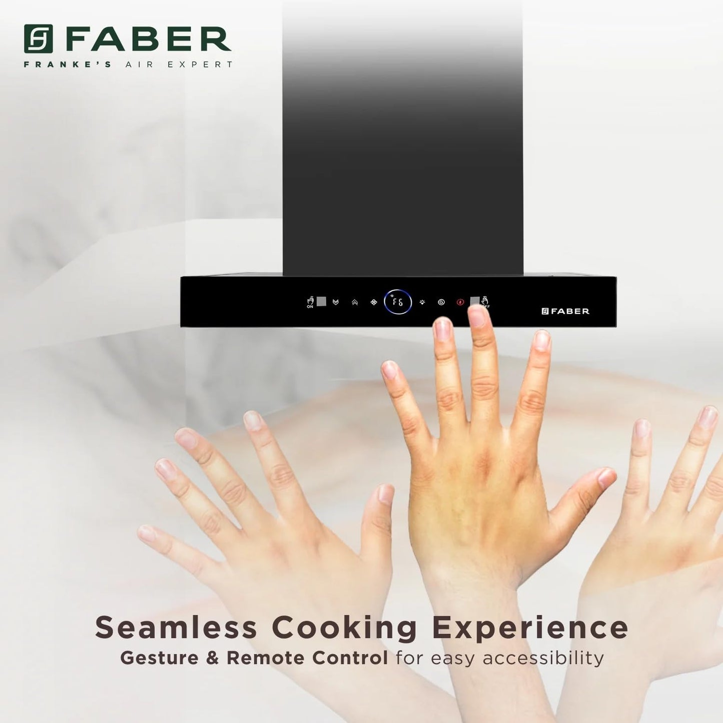 Faber 90 cm 1500 m³/hr Autoclean Kitchen Chimney (HOOD DAZZLE BLDC FL HC BK 90, Filterless technology, Touch & Gesture with Remote control, Black) (Copy)