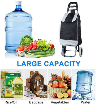 Multipurpose Foldable Shopping Trolly with Removable Bag Shopping Cart for Grocery, Fruit, and Vegetable (Blue)