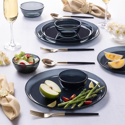 Borosil 20pc Aura India’s First Coloured Handcrafted Dinner Set | Made in India Borosilicate Glass Tableware | Microwave, Dishwasher & Oven Safe | Crockery for Gifting & Dining (Black)