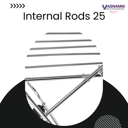 Vasnam Stainless Steel Floor Cloth Dryer Stand Butterfly Design | 25 Rods 3-Tier Foldable Laundry Drying Rack with Wheels | Heavy Duty Rustproof Clothes Stand for Home