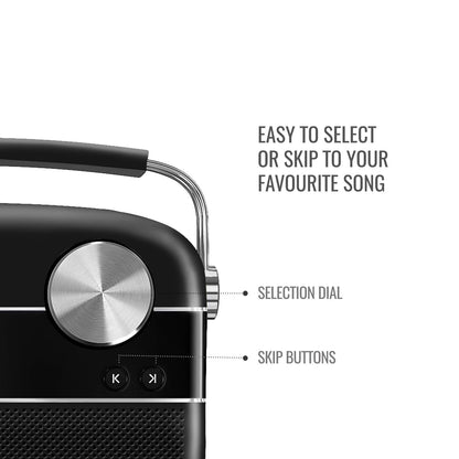 Saregama Carvaan 2.0 Hindi Portable Music Player 5000 Pre-Loaded Songs with Podcast, FM/BT/AUX (Classic Black)