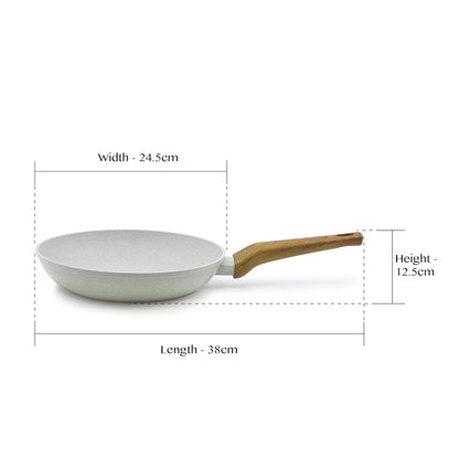 Bergner Naturally Forged Aluminum 24cm Frypan, Marble Non-Stick Coating, Less Oil Use, Scratch Resistant Frying Pan, Durable, Soft Touch Handle, Easy to Clean - Induction Bottom, Free Non-Woven Trivet