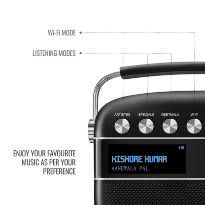 Saregama Carvaan 2.0 Hindi Portable Music Player 5000 Pre-Loaded Songs with Podcast, FM/BT/AUX (Classic Black)
