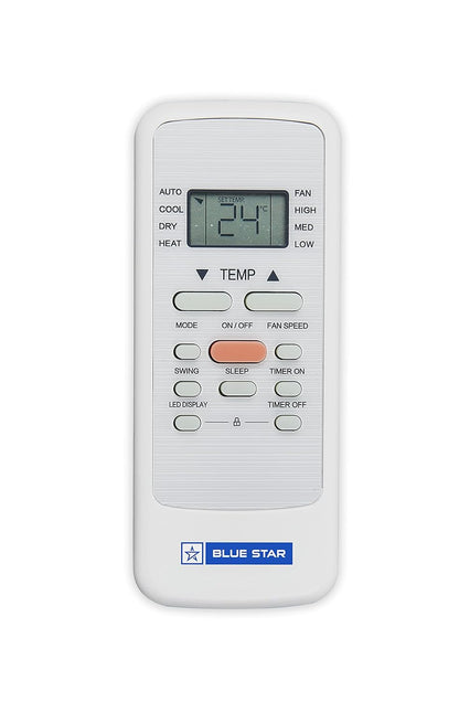 Blue Star 1.1 Ton Fixed Speed Portable AC (Copper, Anti Bacterial Silver Coating, Self Diagnosis, Comfort Sleep, Auto Mode, Remote Control Operations, Gold Fins, PC12DB, White)