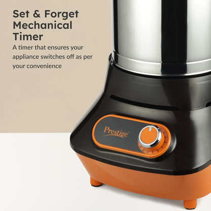 Prestige Vertical PVG 1.5 Wet Grinder with Stainless Steel Drum 200 W, 1.5 L (Black & Orange)