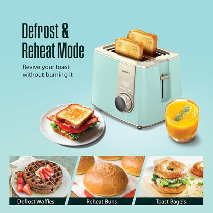 Havells Craft Pop Up Toaster | Display Panel with Touch Control | Custom Browning Level with Timer | Defrost Mode | Reheat Mode | Intelligent Operation (Blue & Gold)