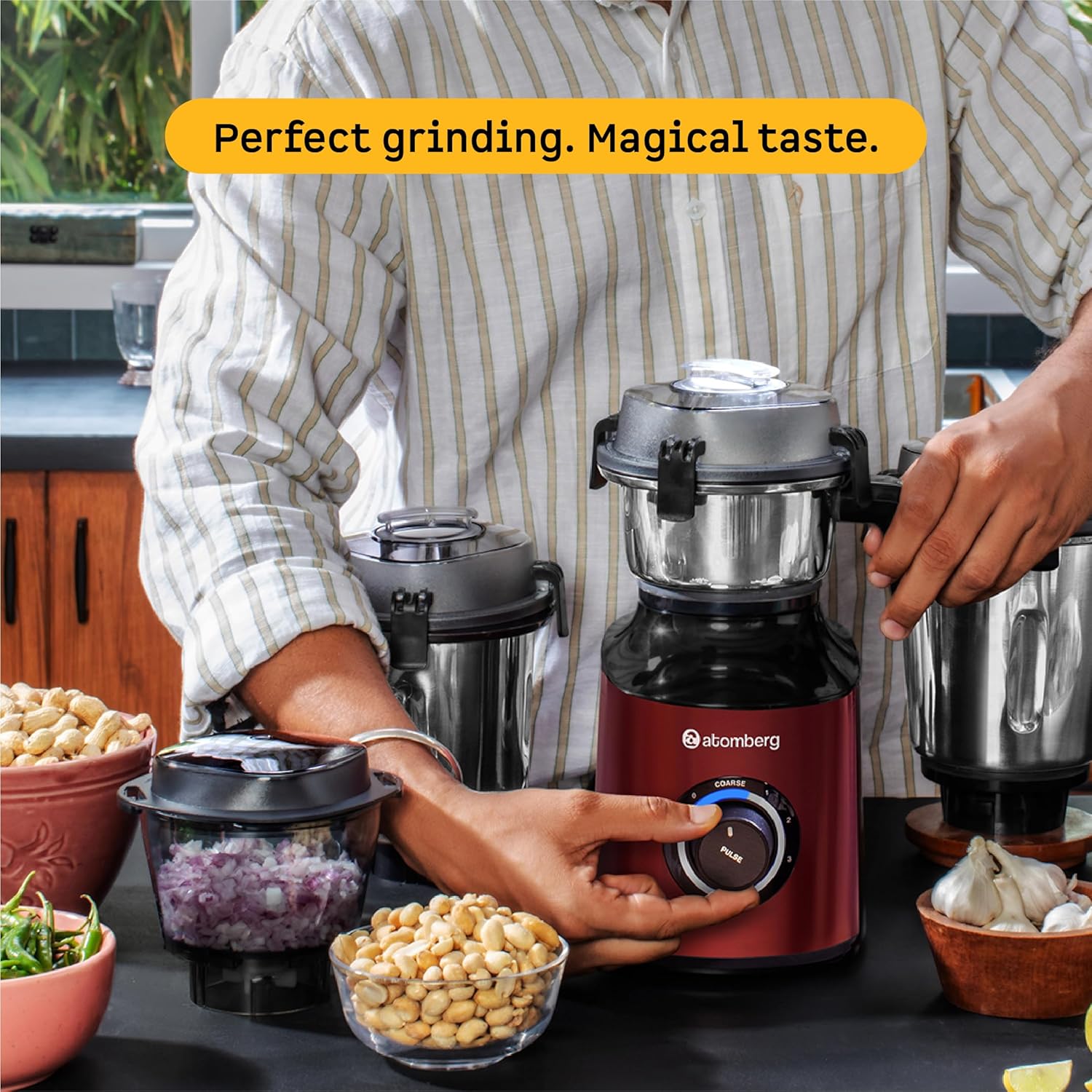 Atomberg Zenova Mixer Grinder | Unique Coarse Mode for Silbatta