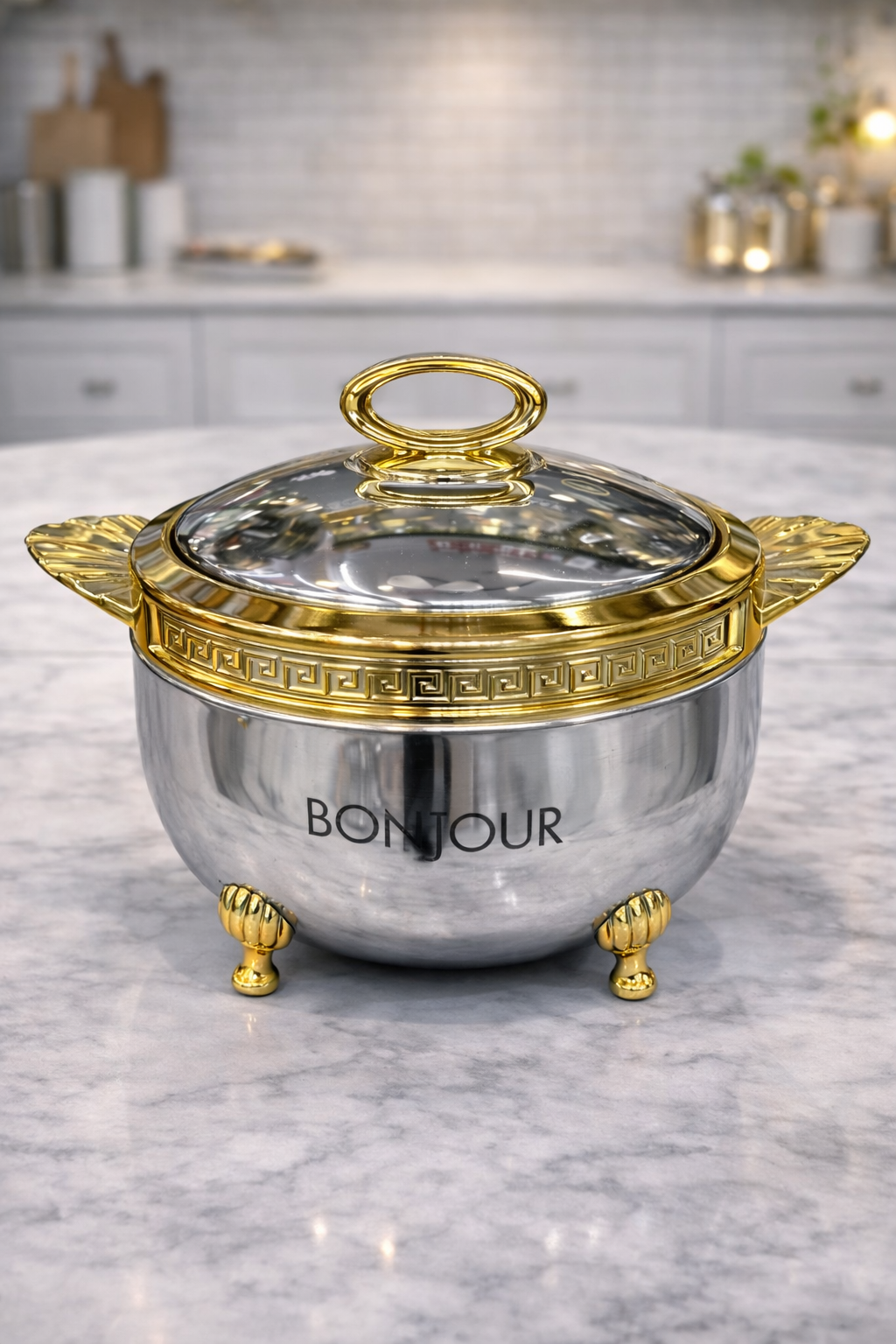 Bonjour Roseate Stainless Steel Casserole 2000ml – Gold Finish Hotpot | Premium Insulated Serveware for Kitchen & Dining