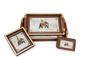 Luxury 4-Piece Wooden Leather Tray Set | Includes Cutlery Holder, Tissue Holder & 2 Trays | Enamel Coated Waterproof (Copy)