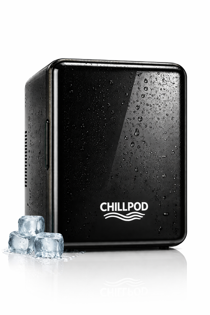 ChillPod 6-Can Mini Fridge | Portable Thermoelectric Cooler | Compact Personal Refrigerator for Home, Office & Travel- Black