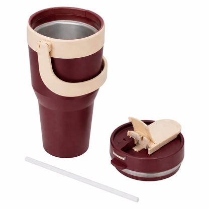 Oliveware Titan 750 ml Traveller Mug | Stainless Steel Inner | Insulated Plastic Body | Hot & Cold Beverage Travel Cup- Brown