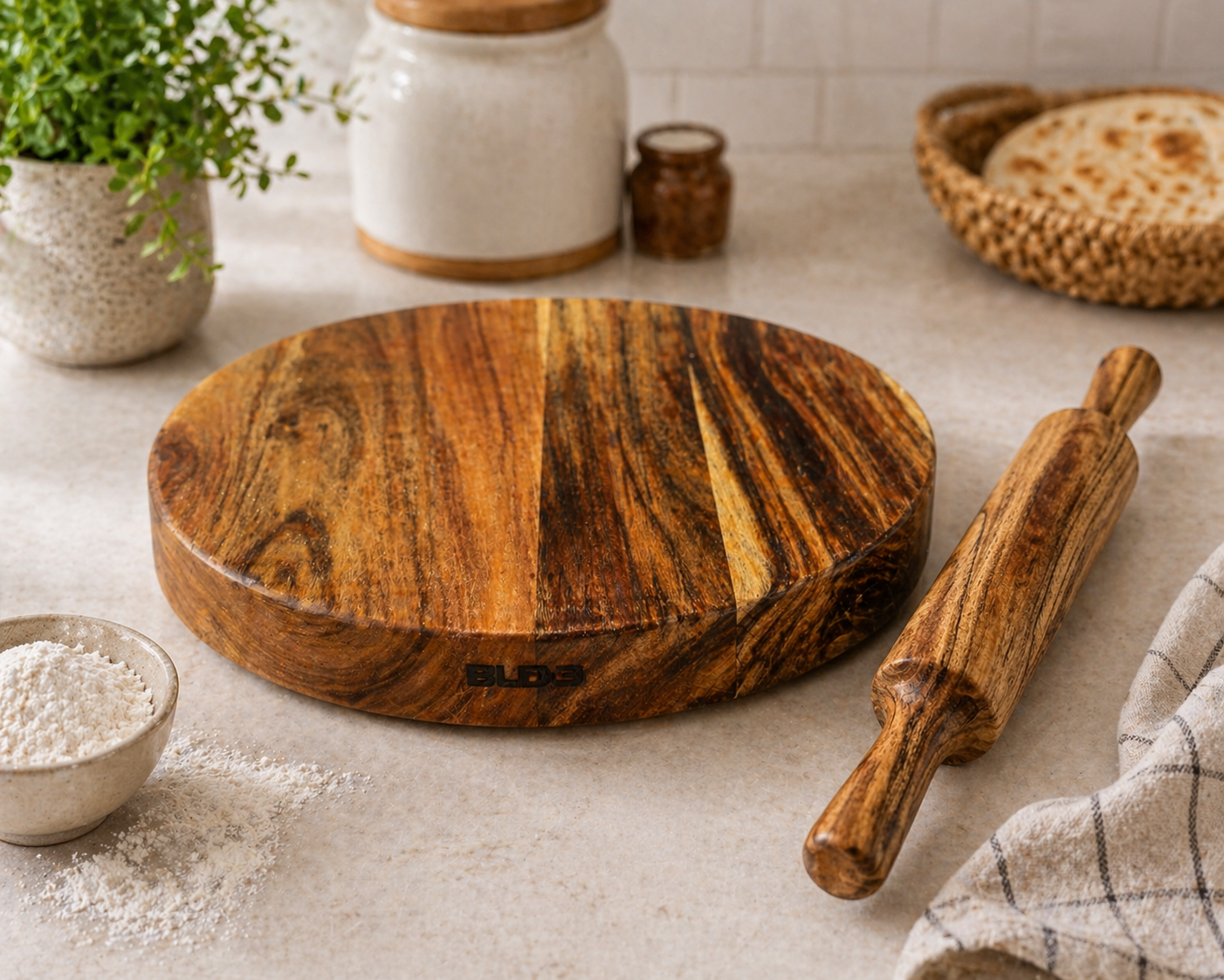 Alda by Glen 10-Inch Acacia Wood Chakla Belan Set | Wooden Roti Making ...