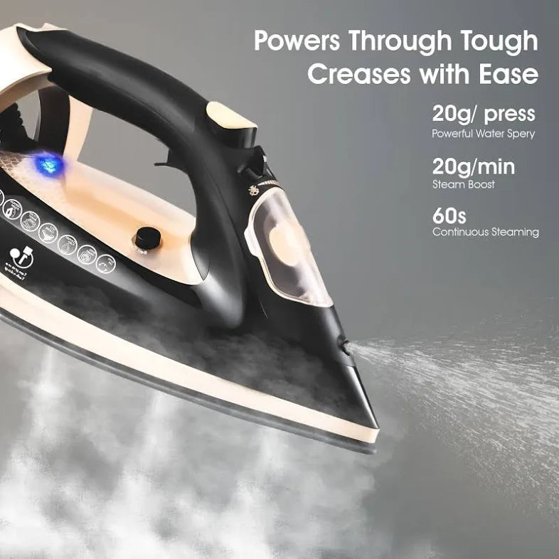 Warmex OTSI 2000W Steam Iron with Ceramic Coated Soleplate, 300ml Water Tank, Auto Shut-Off & Spray Function – Golden & Black