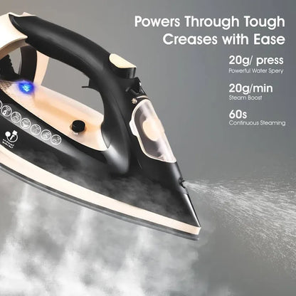 Warmex OTSI 2000W Steam Iron with Ceramic Coated Soleplate, 300ml Water Tank, Auto Shut-Off & Spray Function – Golden & Black