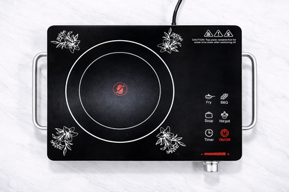 Obyto 2200W Infrared Induction Cooktop with Copper Coil | High Power Electric Cooktop with Temperature Control, Timer & 1 Year Warranty