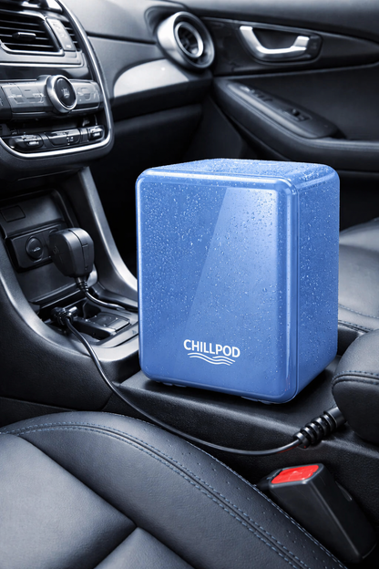 ChillPod 6-Can Mini Fridge | Portable Thermoelectric Cooler | Compact Personal Refrigerator for Home, Office & Travel- Blue