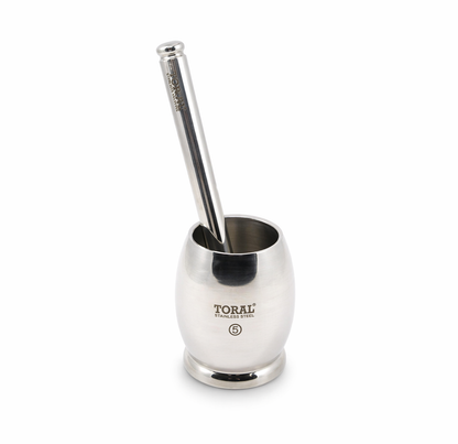Toral Dholak Shape Stainless Steel Khalbatta | Silver | 1 Pc- 5"
