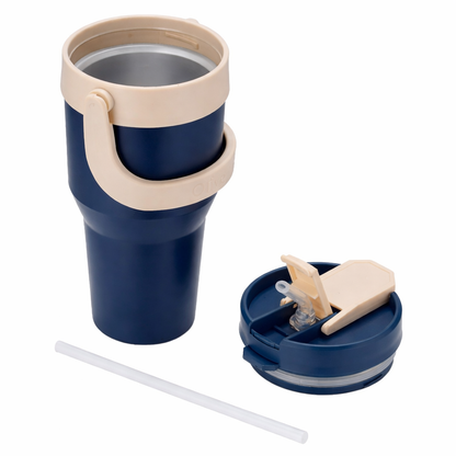 Oliveware Titan 750 ml Traveller Mug | Stainless Steel Inner | Insulated Plastic Body | Hot & Cold Beverage Travel Cup- Blue
