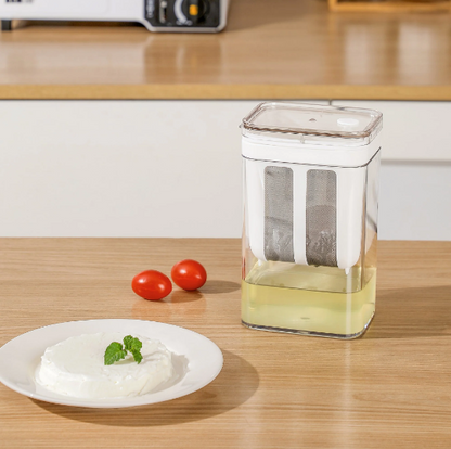 Hung Curd Strainer Box | Curd Maker and Greek Yogurt Maker - 1100ml Fine Mesh Strainer with Lid | Multifunctional Yoghurt Filter | Curd Maker for Home | Whey Separator