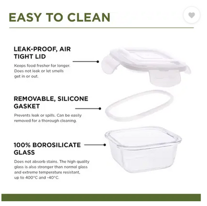 Oliveware Contra Glassware Lunch Box 3x320ml, Microwave safe & Borosilicate Glass 3 Containers Glass Office Lunch Box  (960 ml)