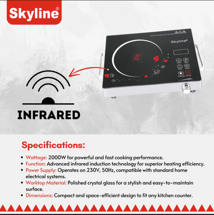 Skyline 2000W Infrared Induction Cooker VTL-3030 | High-Efficiency Radiant Cooktop with Digital Display