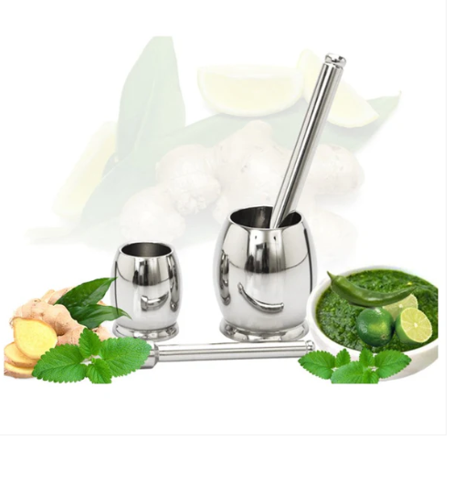 Toral Dholak Shape Stainless Steel Khalbatta | Silver | 1 Pc- 5"