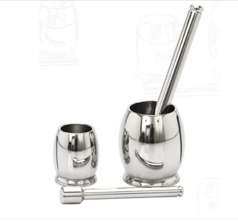Toral Dholak Shape Stainless Steel Khalbatta | Silver | 1 Pc- 7"