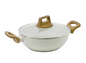 Bergner Naturally Cast Aluminum 24cm (2 L) Kadai with Glass Lid, Marble Non-Stick Coating, Less Oil Use, Scratch Resistant Kadhai, Soft Touch Stylish Handles - Induction Bottom, Free Non-Woven Trivet