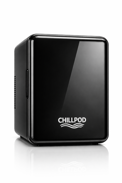 ChillPod 6-Can Mini Fridge | Portable Thermoelectric Cooler | Compact Personal Refrigerator for Home, Office & Travel- Black