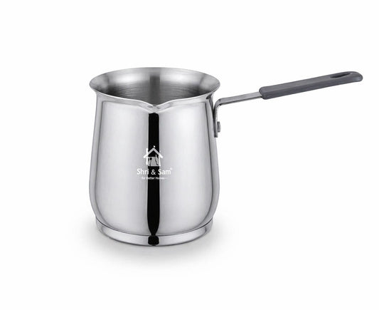 Shri & Sam 900ml Stainless Steel Coffee Warmer with Sandwich Bottom | Heavy Gauge Milk Boiler & Coffee Pot with Heat-Resistant Handle | Durable Kitchen Heating Pan