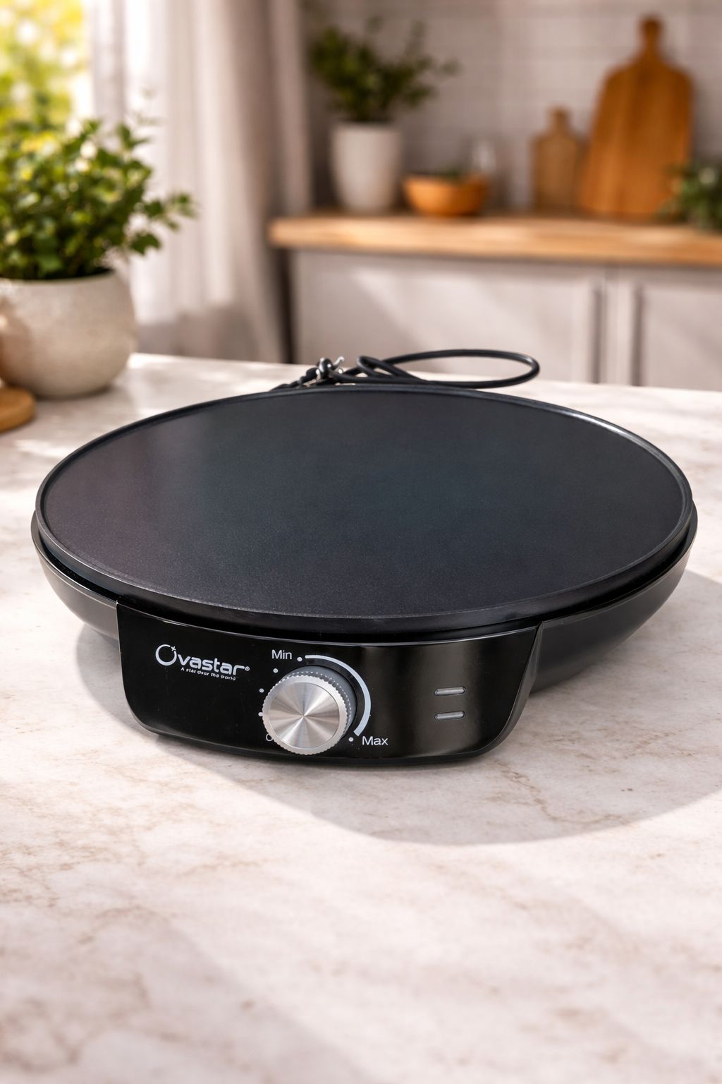 Ovastar 1200W Electric Dosa Maker OWDM-5703 | Non-Stick Surface | Adjustable Temperature Control | Multi-Purpose Roti, Paratha & Uttapam Maker | 1 Year Warranty