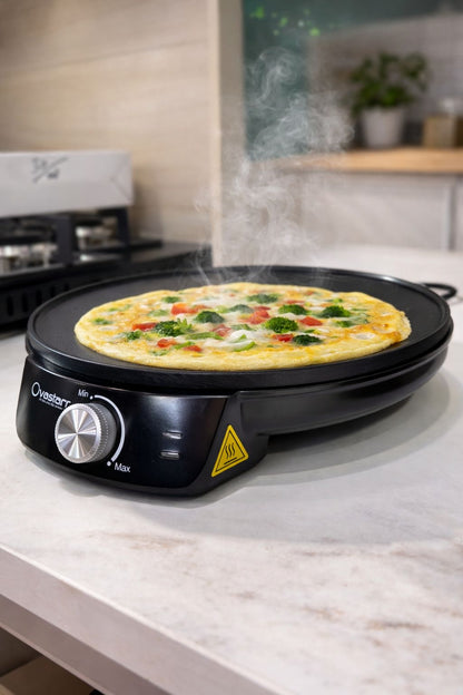 Ovastar 1200W Electric Dosa Maker OWDM-5703 | Non-Stick Surface | Adjustable Temperature Control | Multi-Purpose Roti, Paratha & Uttapam Maker | 1 Year Warranty