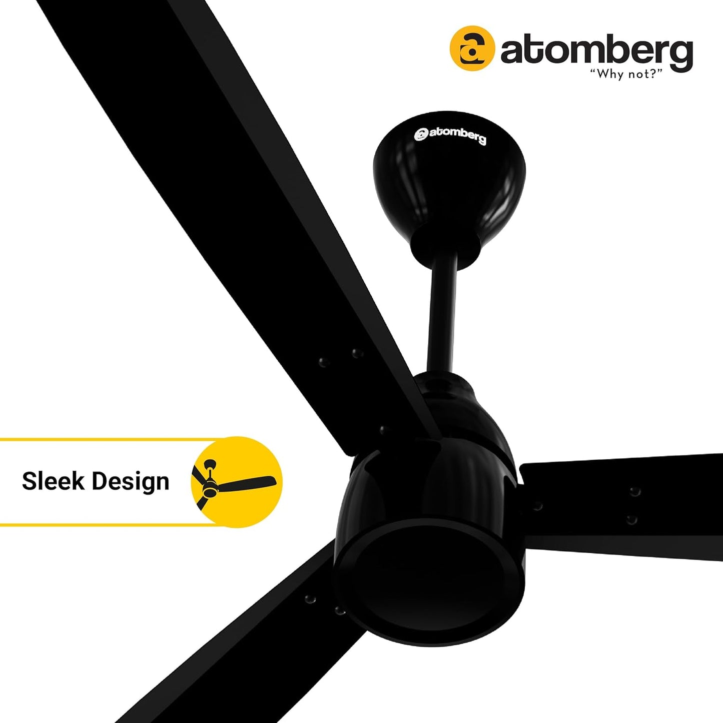 Atomberg Renesa Prime 1200mm BLDC Ceiling Fan Compatible with Regulators| BEE 5 star Rated Energy Efficient Ceiling Fan | High Air Delivery with LED Indicator (Gloss Black)