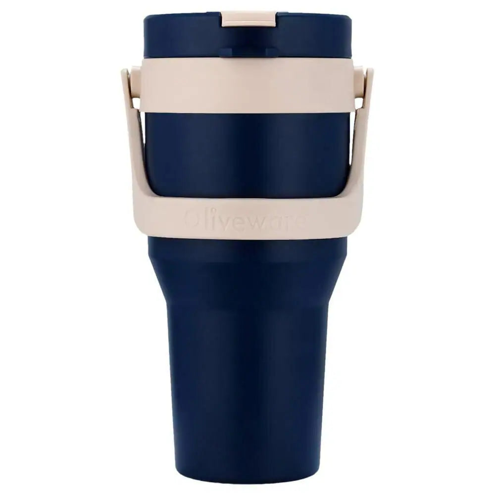 Oliveware Titan 750 ml Traveller Mug | Stainless Steel Inner | Insulated Plastic Body | Hot & Cold Beverage Travel Cup- Blue