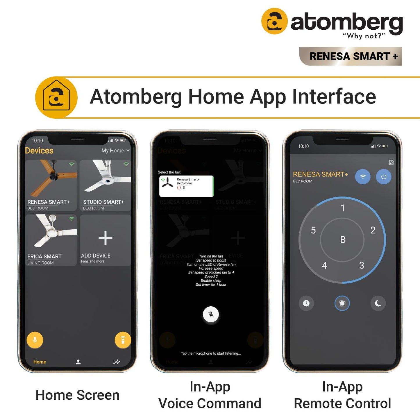 Atomberg Renesa Smart+ 1200 mm BLDC Ceiling Fan with IoT, Remote Control & LED Indicators | Golden Oakwood